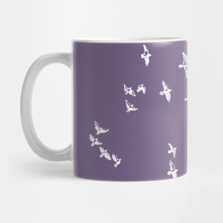 "No net ensnares me" + flock of birds - Jane Eyre quote, Charlotte Bronte (white text) Mug